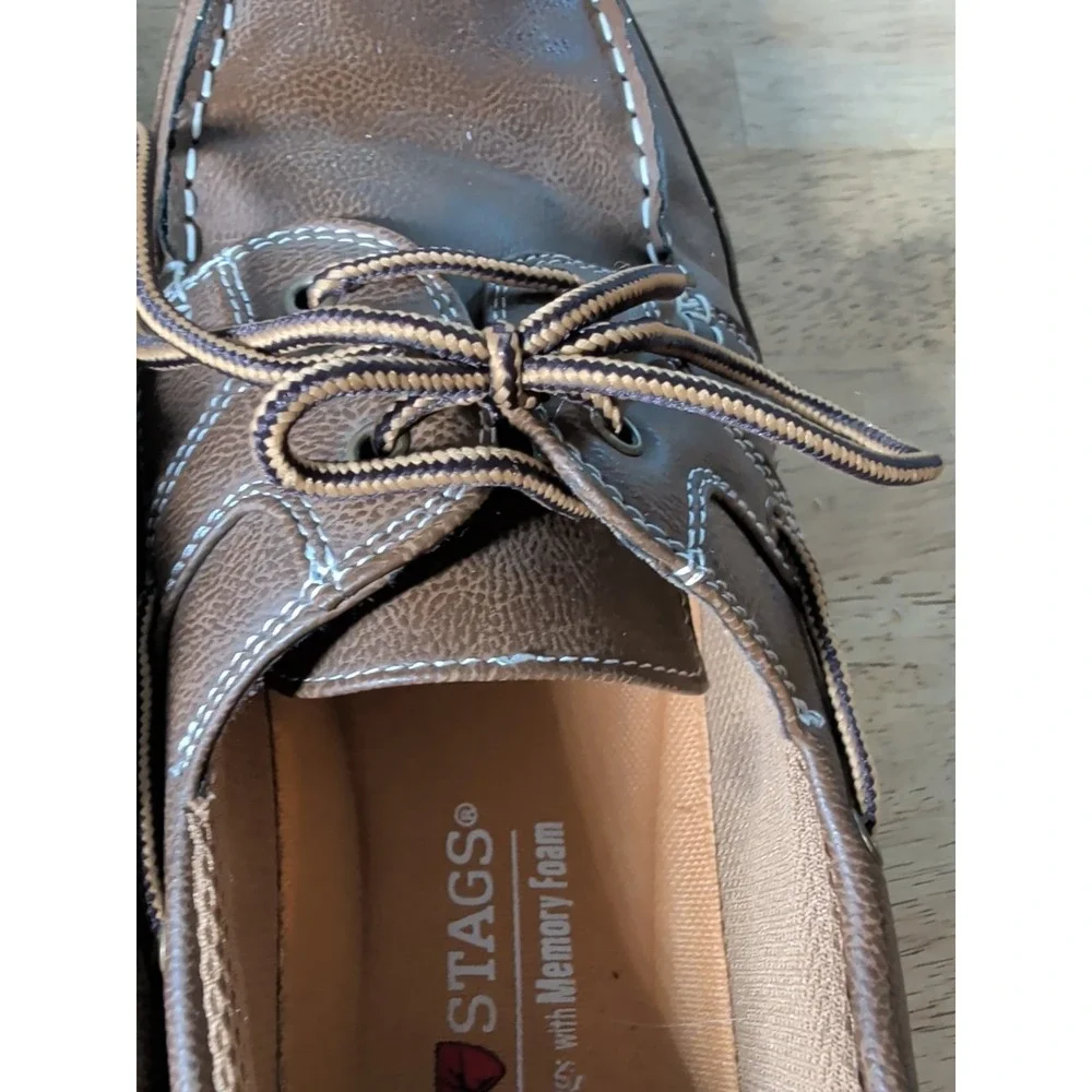 MEN`S DEER STAGS MITCH‎ BOAT SHOES SIZE 13M DARK TAN  MEMORY FOAM INSOLES EUC